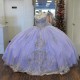 Sparkly Lavender Quinceanera Dress 2024 Ball Gown Appliques Lace Beading Sequins Puffy Skirt Sweet 16 Dress