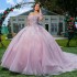 Sparkly Light Lilac Quinceanera Dress Ball Gown Off The Shoulder 3D Floral Applique Beaded Tull Corset Sweet 16 Vestidos De 15