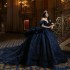 Sparkly Princess Navy Blue Off Shoulder Quinceanera Dresses Ball Gown 2024 Sweetheart Beads Crystal Sweet 16 Vestidos De 15 Anos