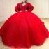 Sparkly Red Quinceanera Dresses Ball Gown 2024 Off Shoulder Beading Bow Corset vestido 15 anos quinceanera Lace-up Sweet 16