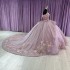 Sparky Lavender 3D Flowers Off the Shoulder Quinceanera Dress With Ruffles Beads Princess Ball Gown for Sweet 16 Dress