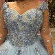 Sweet Sky Blue Quinceanera Dresses Ball Gown For Girls Applique Lace Vestidos De XV 15 Anos Beads Birthday Prom Dress