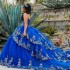 Sweetheart Basque Ball Gown Blue Quinceanera Dress Appliques Lace Cocktail Dresses Lace Up Back Lace Vestidos De Baile Ball Gown