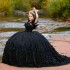 Sweetheart Black Quinceanera Dress Off the Shoulder Princess Prom Gown Tulle Appliques Lace Beads Sweet 15 16 Dress Vestidos De