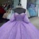 Sweetheart Lavender Princess Quinceanera Dresses Beading Crystal Party Dress Tulle Elegent Sweet Vestido De 15 16 Anos