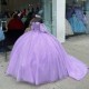 Sweetheart Lavender Princess Quinceanera Dresses Beading Crystal Party Dress Tulle Elegent Sweet Vestido De 15 16 Anos