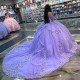 Sweetheart Lavender Princess Shiny Quinceanera Dresses Ball Gown Applique Lace With Cape Sweet vestidos de 15 quinceanera 16