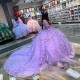 Sweetheart Lavender Princess Shiny Quinceanera Dresses Ball Gown Applique Lace With Cape Sweet vestidos de 15 quinceanera 16