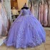 Sweetheart Lavender Princess Shiny Quinceanera Dresses Ball Gown Applique Lace With Cape Sweet vestidos de 15 quinceanera 16