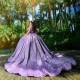 Sweetheart Lavender Quinceanera Dresses Beads 3DFloral Applique Lace Beads With Cape Sweet 15 Birthday Party Ball Gowns