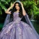 Sweetheart Lavender Quinceanera Dresses Beads 3DFloral Applique Lace Beads With Cape Sweet 15 Birthday Party Ball Gowns