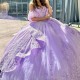 Sweetheart Lavender Quinceanera Dresses Party Off the Shoulder Evening Prom Dress for Women Tulle Applique Lace Beads Ball Gown