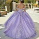 Sweetheart Lavender Shiny Ball Gown Quinceanera Dresses Beads Applique Lace Cinderella Birthday Party Princess Vestidos De 15