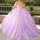 Sweetheart Lilac Quinceanera Dresses Flower Lace Beads Tull Vestidos De 15 Anos Party Prom Vestidos De 15 Quinceanera