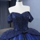 Sweetheart Navy Blue Quinceanera Dresses Ball Gown Flower Vestidos De 15 Anos Sexy Beads Applique Lace Evening Party Dress