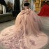 Sweetheart Pink Ball Gown Quinceanera Dress Tulle Appliques Beads Flowers Bow Off Shoulder Sweet 15 16 Birthday Party Form