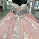 Sweetheart Pink Quinceanera Dresses Off the Shoulder Beads Applique Lace Ball Gown Sweet Sixteen Dress Gowns vestido