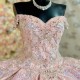 Sweetheart Pink Sequin Appliques Lace Beads Off The Shoulder Quinceanera Dress Ball Gown Sweep Train Tulle Princess Party Prom