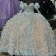 Sweetheart Quinceanera Dress Off Shoulder Princess Prom Ball Gown Sweet 16 XV Years Old Long Sleeved Feather Birthday Mexican