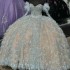 Sweetheart Quinceanera Dress Off Shoulder Princess Prom Ball Gown Sweet 16 XV Years Old Long Sleeved Feather Birthday Mexican