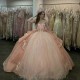 Sweetheart Quinceanera Dresses Off The Shoulder Appliques Flower Vestidos De 15 Formal Princess Party Dress Sweet Ball Gown