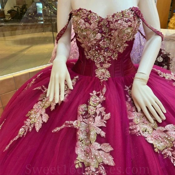 Sweetheart Red Ball Gown Quinceanera Dress 2024 3D Floral Appliques Princess Tulle Vestidos De 15 Anos Birthday Party Sweet 16