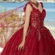 Sweetheart Red Shiny Ball Gown Quinceanera Dresses Appliques Lace Beads Crystal With Cape lace-up Sweet 16 Vestidos De 15 Anos