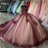 Sweetheart Red Shiny Quinceanera Dress Ball Gown Appliques Lace Flower Beading Sequins Sweet 15 16 Dress Vestido De 15 Anos