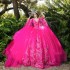 Sweetheart Rose Red Ball Gown Quinceanera Dresses Party Applique Lace Beads With Cape Cinderella 16 Princess Gowns