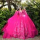 Sweetheart Rose Red Ball Gown Quinceanera Dresses Party Applique Lace Beads With Cape Cinderella 16 Princess Gowns