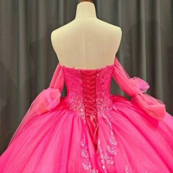 Sweetheart Rose Red Shiny Quinceanera Dress Ball Gown Sweet 16 Dress Sequin Appliques Lace Beads Wedding Gowns Long Sweep Train