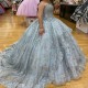 Sweetheart Sky Blue Ball Gown Quinceanera Dress 2024 Tulle Appliques Off Shoulder Sweet 15 16 Years Birthday Party Formal