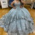 Sweetheart Sky Blue Ball Gown Quinceanera Dress 2024 Tulle Appliques Off Shoulder Sweet 15 16 Years Birthday Party Formal