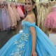 Sweetheart Sky Blue Quinceanera Dress 2024 Ball Gown With Cape Appliques Lace Beading Princess Party Gown