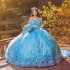 Sweetheart Sky Blue Shiny Quinceanera Dresses For Sweet 16 Girls Beads Appliques Princess Ball Gowns Floor Length Tull 15 Vestid