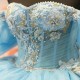 Sweetheart Sky Blue Shiny Quinceanrea Dresses XV Applique Flower Beads Sweet 16 Princess Vestido De 15 Quinceanera 2024