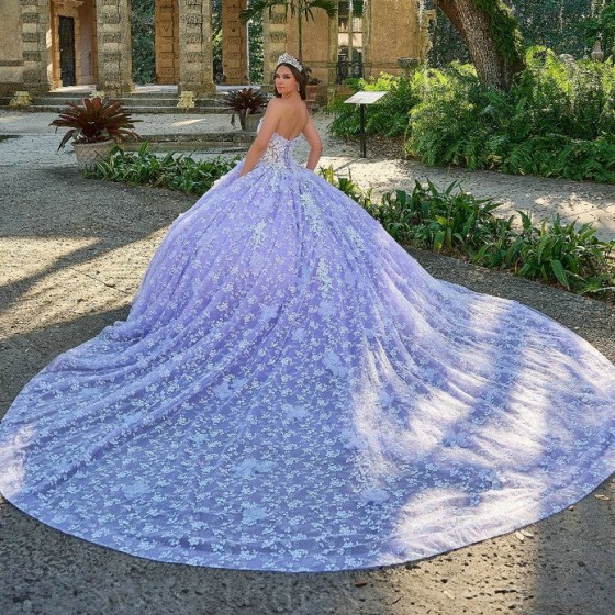 Tull Lilac Quinceanera Dresses Lace Applique Sweet 16 Years Birthday Dress Mexican Prom Gown 2024 Vestidos 15 De XV Anos