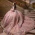 Tulle Pink Ball Gown Quinceanera Dress Appliques Flowers Beads Sexy Off Shoulder Sweet 15 16 Birthday Party Formal Dress