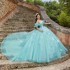 Water Blue Shiny Princess Quinceanera Dresses Off Shoulder Lace Appliques Crystal Tull Ball Gown Sweet 16 Dresses Vestidos De 15