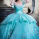 Water Blue Shiny Quinceanera Dress Off The Shoulder Applique Beads Tull Princess Sweet 16 Birthday Party Gown Vestido De 15 Anos